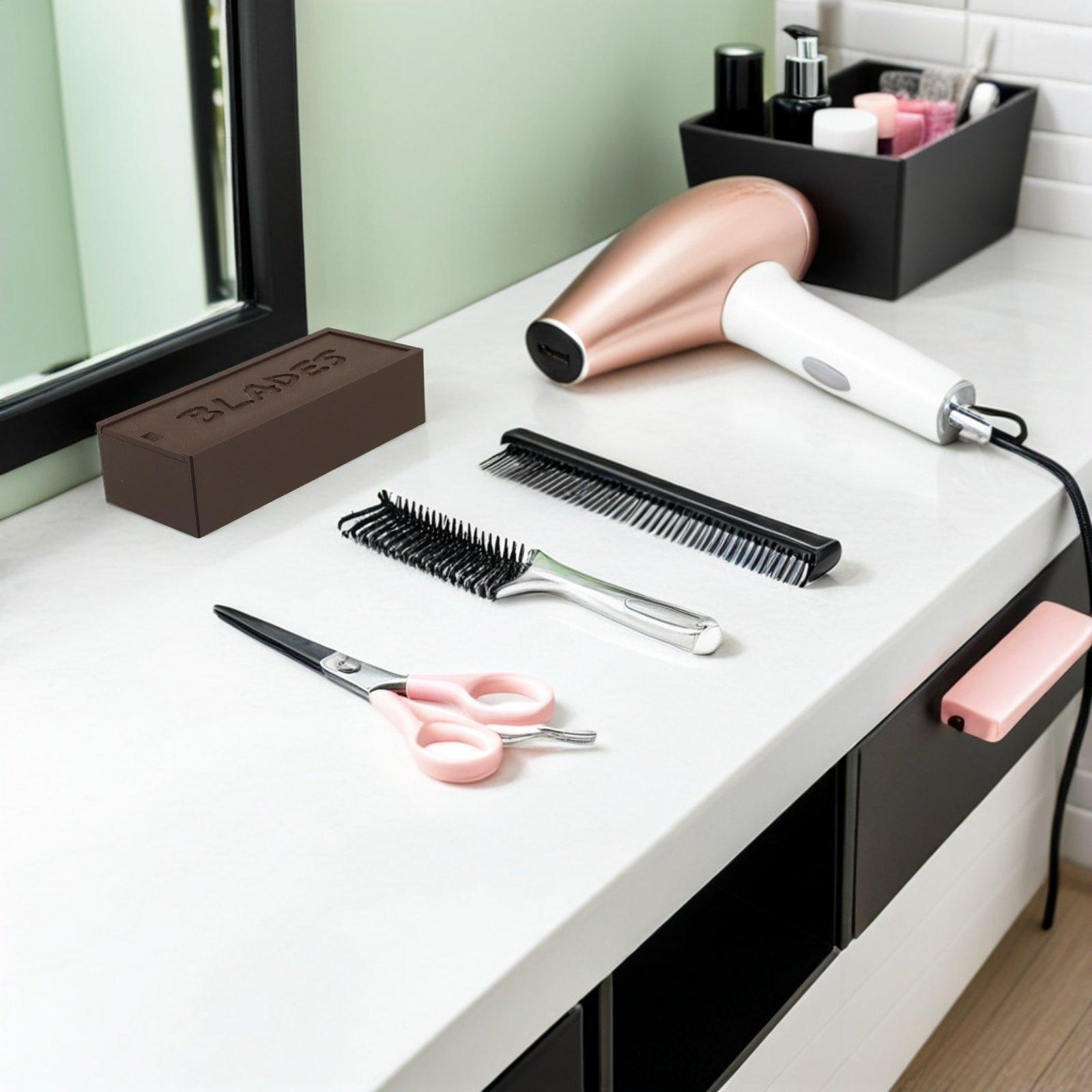 Home Bathroom Organizer - Clipper Blade Storage Case Double Compartment