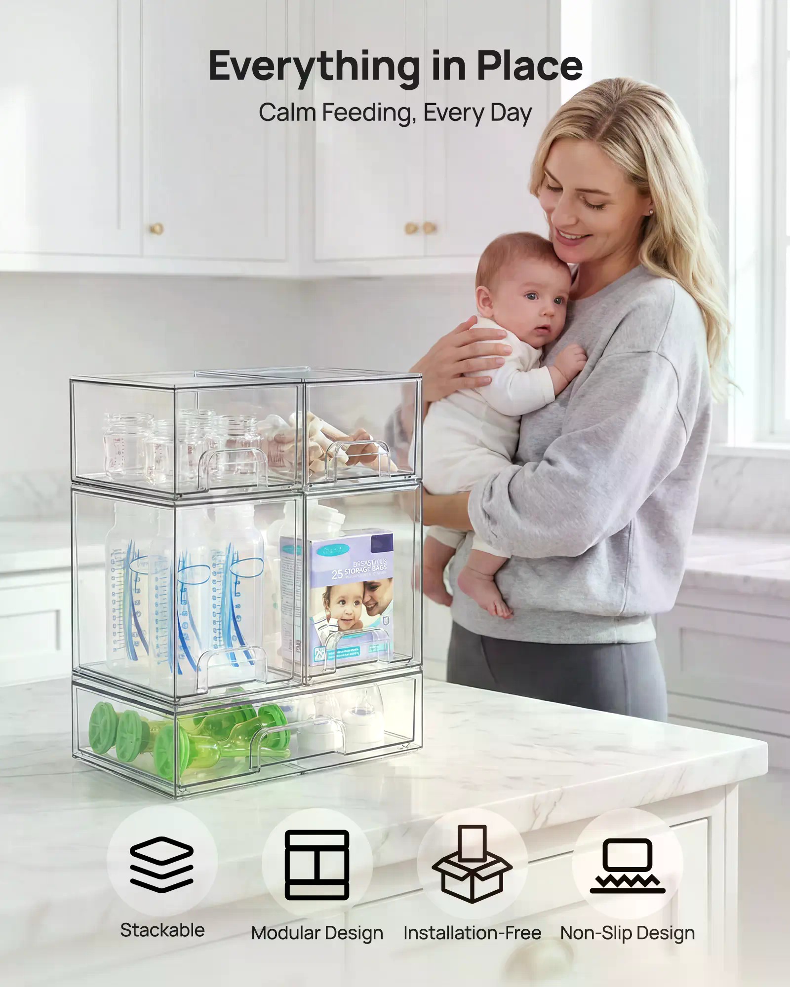 5/8 Pack Stackable Nursery Bot - Home Bathroom Organizer recension och pris